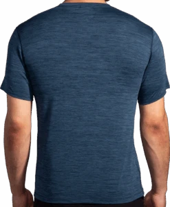 BROOKS Men’s Luxe Short Sleeve (412 - Heather Blue Slate) -Shoes Fashion Store 211498 412 MB Luxe Short Sleeve