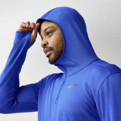 BROOKS Men's Notch Thermal Hoodie 3.0 (448 - Neo Blue) -Shoes Fashion Store 211569 448 d1 notch thermal hoodie 3 mens running hoodie