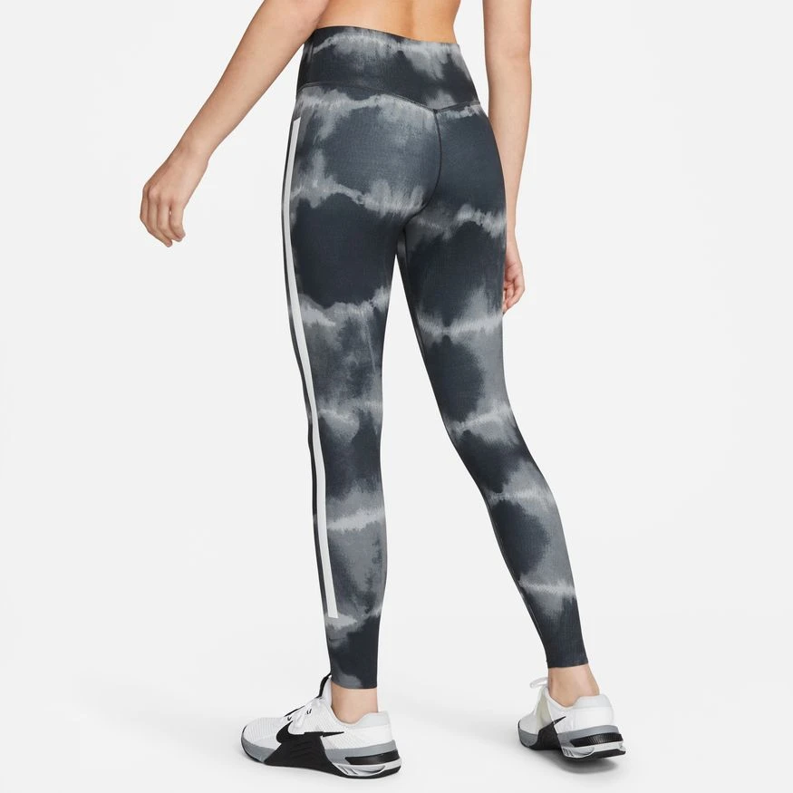 Nike Women's One Luxe Mid-Rise Printed Leggings (010 - Black/White/Clear) 2 Nike Women's One Luxe Mid-Rise Printed Leggings (010 - Black/White/Clear) - Image 2
