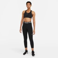 Nike Women's Pro Mid-Rise Crop Mesh-Panel Leggings (013 - Black/White) -Shoes Fashion Store AURORA CZ9803 013 PHSYM004 2000