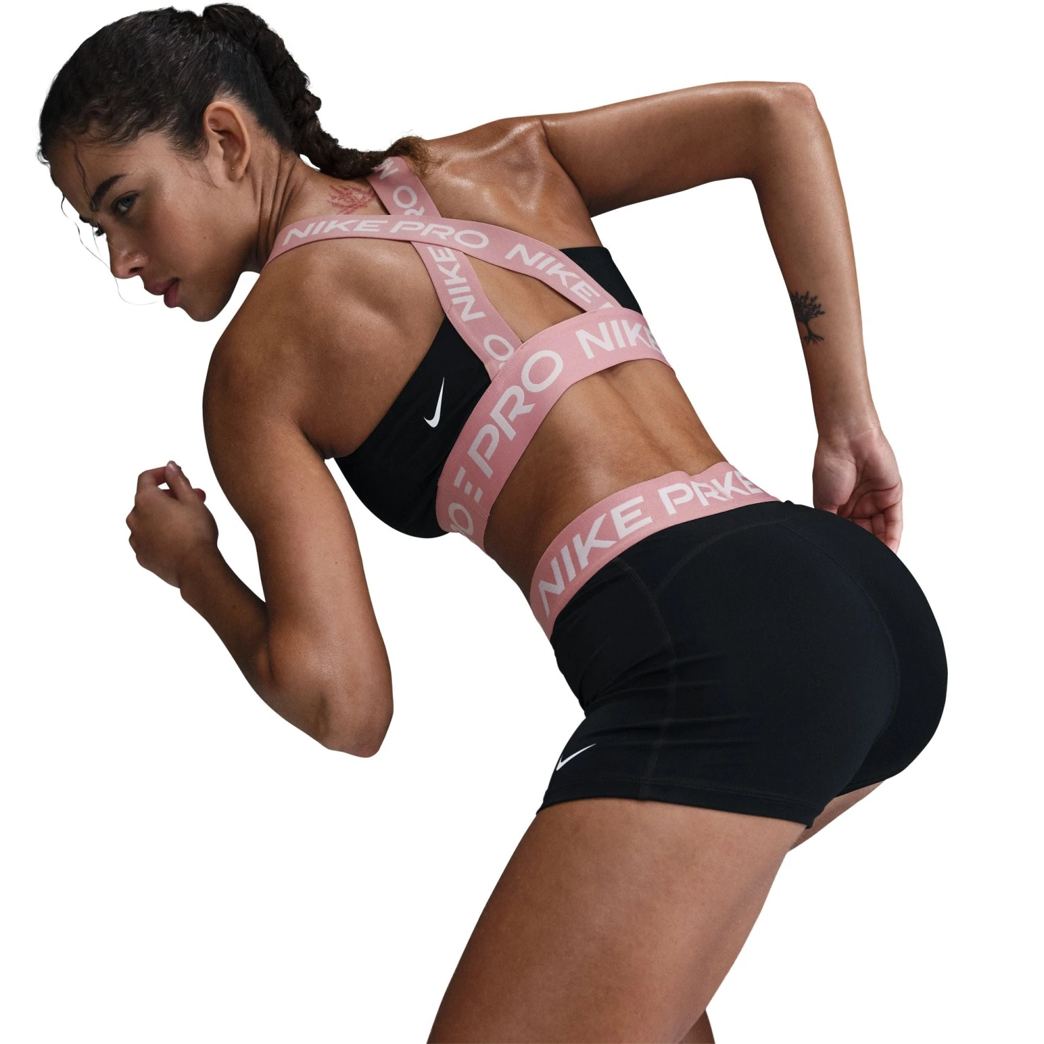 Nike Women's Pro 3" Shorts (027 - Black/Elemental Pink/White) 6 Nike Women's Pro 3" Shorts (027 - Black/Elemental Pink/White) - Image 6