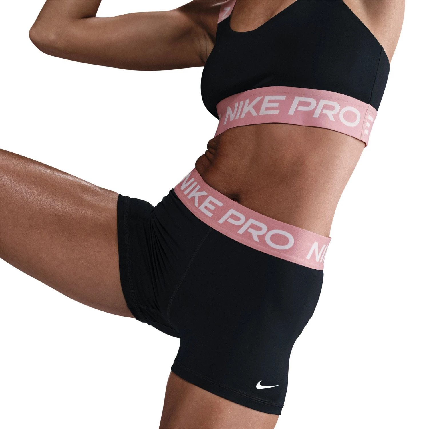Nike Women's Pro 3" Shorts (027 - Black/Elemental Pink/White) 4 Nike Women's Pro 3" Shorts (027 - Black/Elemental Pink/White) - Image 4