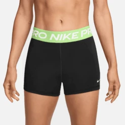 Nike Women's Pro 3" Shorts (035 - Black/Barely Volt/White)