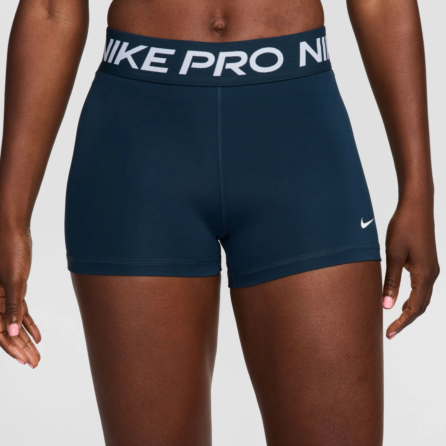 Nike Women's Pro 3" Shorts (478 - Armory Navy/White) 2 Nike Women's Pro 3" Shorts (478 - Armory Navy/White) - Image 2