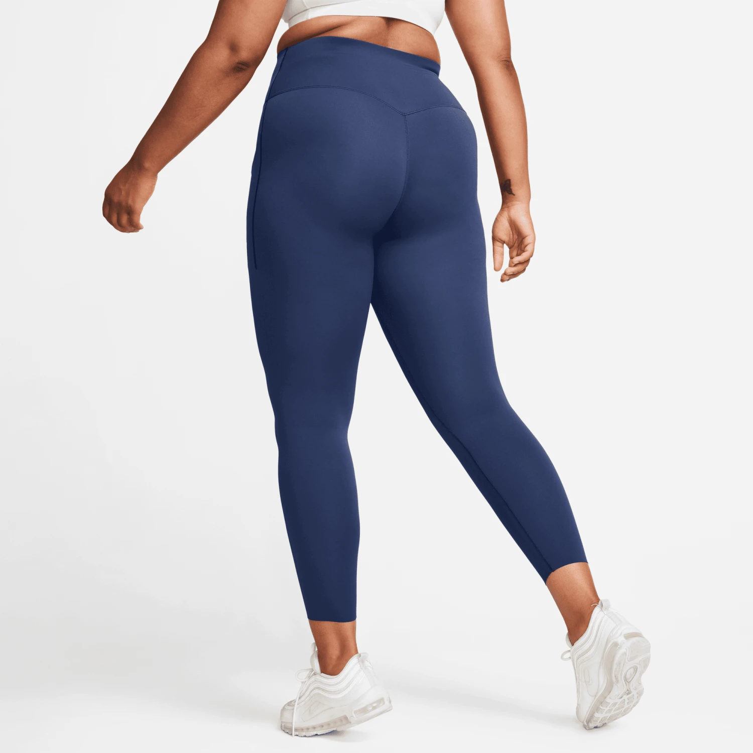 Nike Women's Universa Medium-Support High-Waisted 7/8 Leggings (410 - Midnight Navy/Black) 3 Nike Women's Universa Medium-Support High-Waisted 7/8 Leggings (410 - Midnight Navy/Black) - Image 3