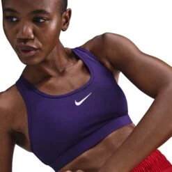 Nike Women’s Swoosh Medium Support Sports Bra (547 - Court Purple/White) -Shoes Fashion Store AURORA DX6821 547 PHSYM003 2000