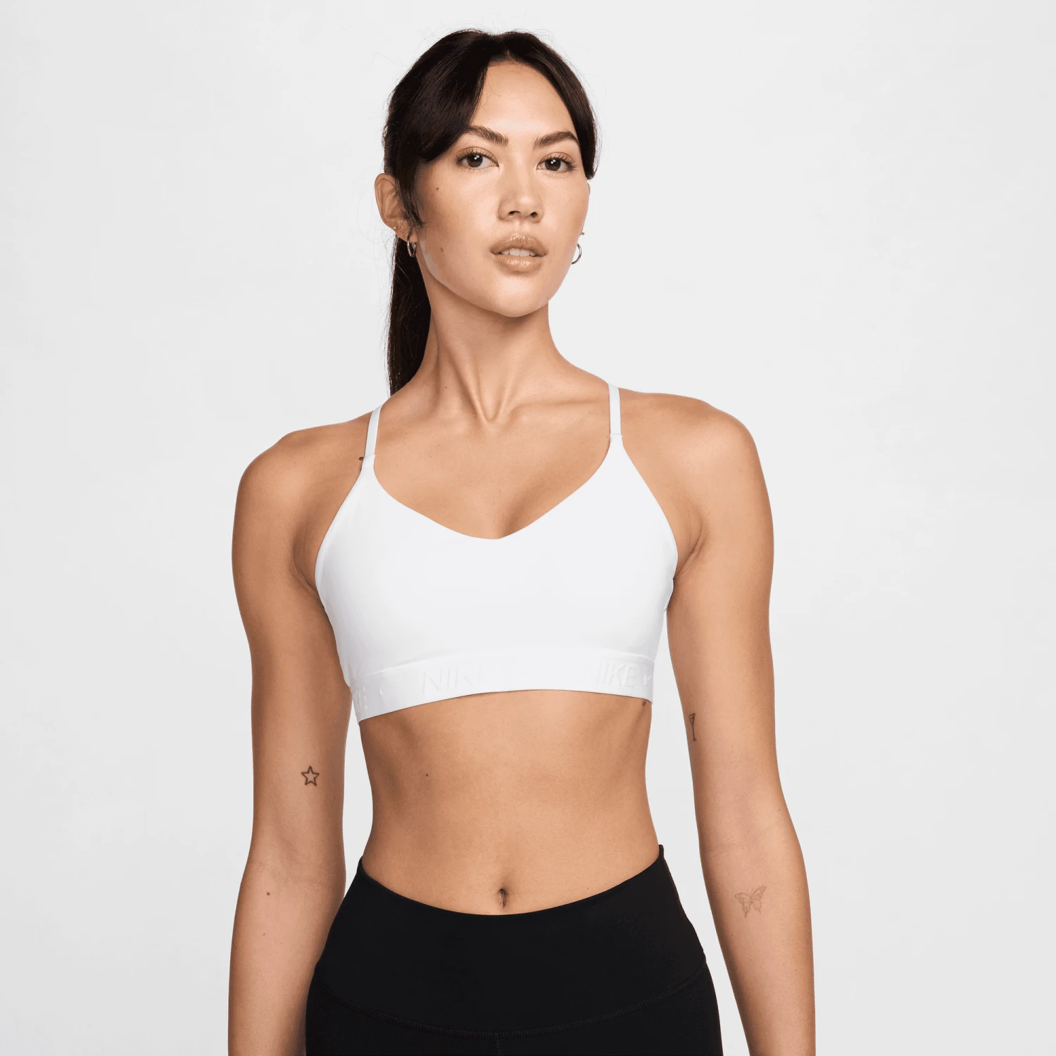 Nike Women's Indy Light Support Padded Adjustable Sports Bra (100 - White/Stone Mauve)