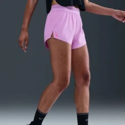 Nike Women's DRI-FIT ADV Aeroswift Mid-Rise Brief-Lined 3" Running Shorts (532 - Rush Fuchsia/Aster Pink/Green Shock) -Shoes Fashion Store AURORA FN2328 532 PHSYMG01 2000