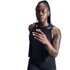 Nike Women's AeroSwift Women's Dri-FIT ADV Cropped Running Tank Top (010 - Black/White) -Shoes Fashion Store AURORA FN2713 010 PHSYM001 2000