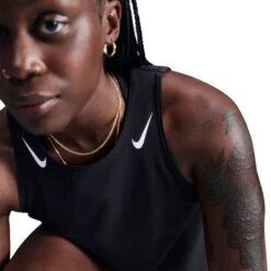 Nike Women's AeroSwift Women's Dri-FIT ADV Cropped Running Tank Top (010 - Black/White) -Shoes Fashion Store AURORA FN2713 010 PHSYM002 2000