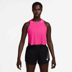 Nike Women's AeroSwift Women's Dri-FIT ADV Cropped Running Tank Top (645 - Hyper Pink/Black)