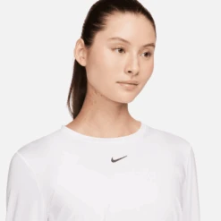 Nike Women's One Classic DRI-FIT Long-Sleeve Top (100 - White/Black) -Shoes Fashion Store AURORA FN2801 100 PHSYM001 2000