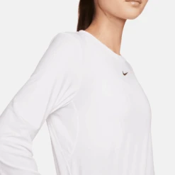 Nike Women's One Classic DRI-FIT Long-Sleeve Top (100 - White/Black) -Shoes Fashion Store AURORA FN2801 100 PHSYM004 2000