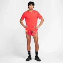 Nike Men's AeroSwift Dri-FIT ADV Short-Sleeve Running Top (696 - LT Crimson/Black) -Shoes Fashion Store AURORA HJ3377 696 PHSYM004 2000