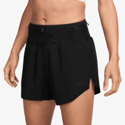 Nike Women's Trail Dri-FIT Brief-Lined Running Shorts (010 - Black/White/Flat Silver/Black)