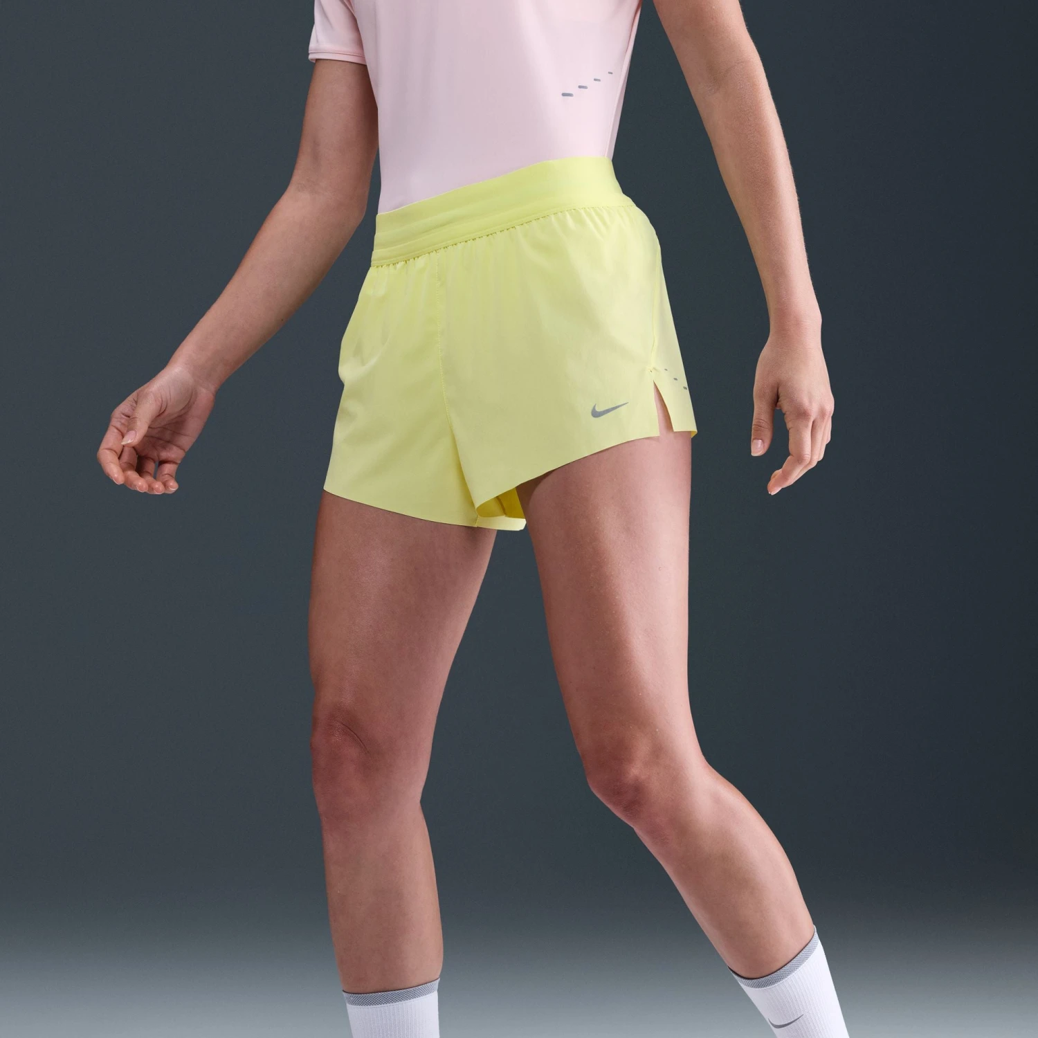 Nike Women's Swift Dri-FIT Mid-Rise 2.5" Brief-Lined Running Shorts (712 - Light Zitron/Reflective Silver) 7 Nike Women's Swift Dri-FIT Mid-Rise 2.5" Brief-Lined Running Shorts (712 - Light Zitron/Reflective Silver) - Image 7