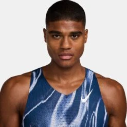 Nike Men's AeroSwift Dri-FIT ADV Singlet (492 - Coastal Blue/White) -Shoes Fashion Store AURORA HV2643 492 PHSYM001 2000