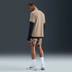 Nike Men's Dri-FIT 7" Brief-Lined Printed Running Shorts (011 - Black/White/Hemp/Reflective Silver) -Shoes Fashion Store AURORA IH4512 011 PHSBMG01 2000