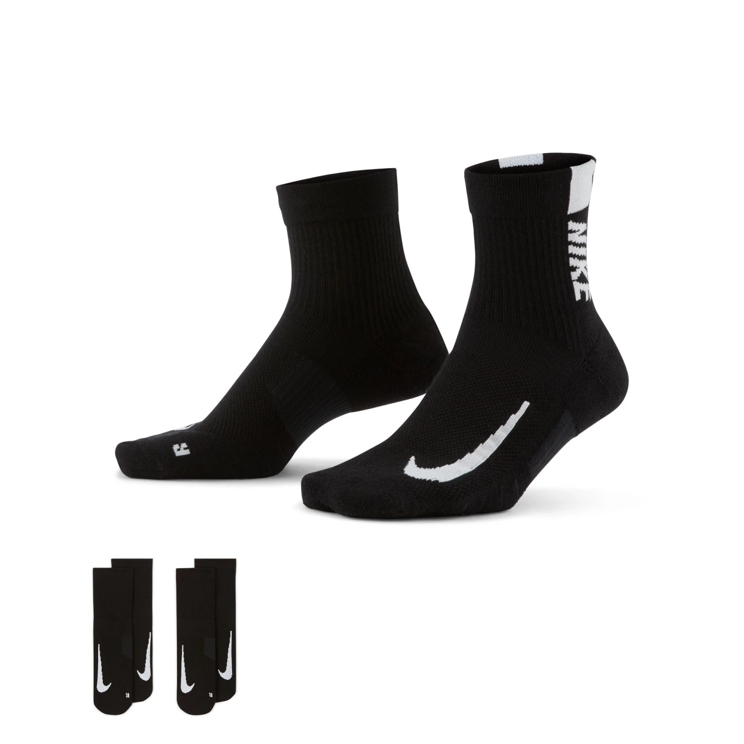 Nike Unisex Multiplier Running Ankle Socks (2 Pair) (010 - Black/White) 1 Nike Unisex Multiplier Running Ankle Socks (2 Pair) (010 - Black/White)