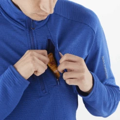 Salomon Men's Essential Lightwarm Half-Zip (Surf The Web) -Shoes Fashion Store LC2276700 2 MOD essentialltwarmhz surftheweb pochepoitrine m