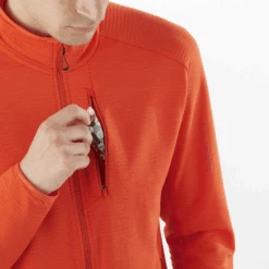 Salomon Men's Essential Lightwarm Full-Zip (Cherry Tomato) -Shoes Fashion Store LC2352700 2 MOD essentialltwarmfz cherrytomato pochepoitrine m