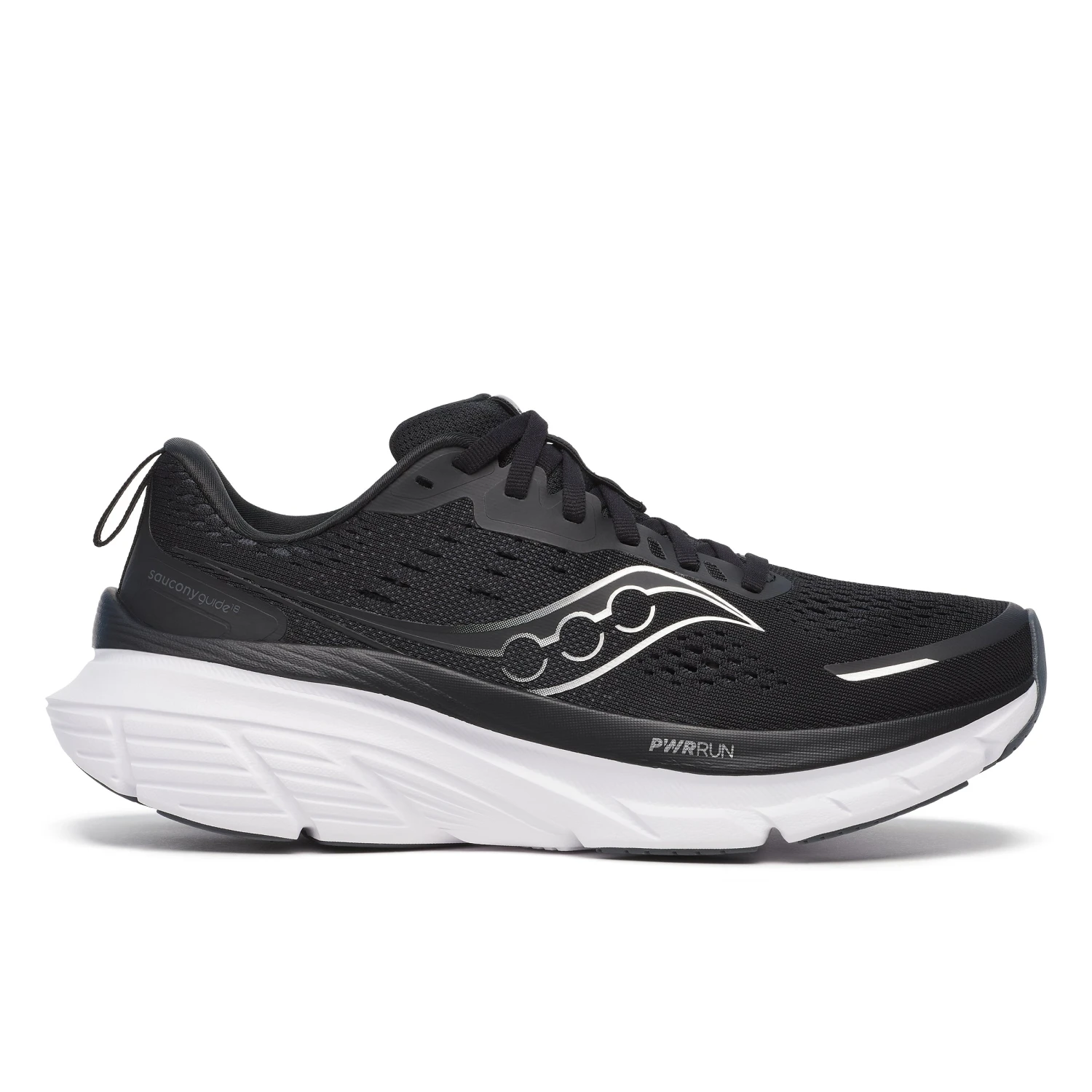 Saucony Women's Guide 18 WIDE (100 - Black/White) 1 Saucony Women's Guide 18 WIDE (100 - Black/White)
