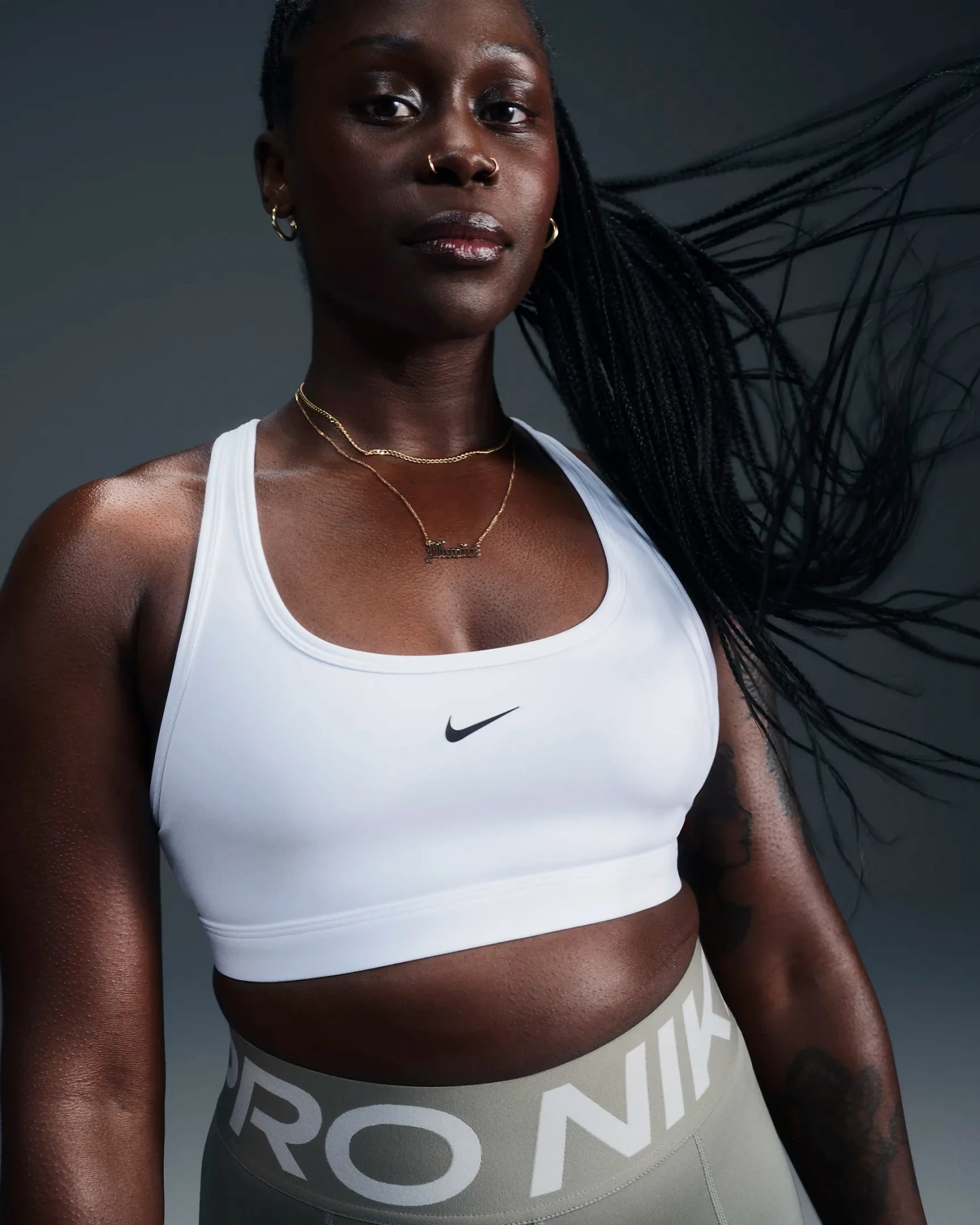 Nike Swoosh Light Support Sports Bra (100 - White/Black) 1 Nike Swoosh Light Support Sports Bra (100 - White/Black)
