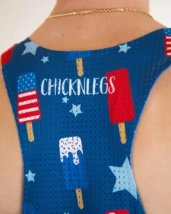 Men's USA Popsicles Performance Singlet -Shoes Fashion Store chicknlegs mens performance singlet USA popsicles back view close up image