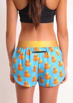 Women's Rubber Ducky 1.5" Split Shorts -Shoes Fashion Store chicknlegs womens rubber ducky 1.5 inch split running shorts back view 1024x1024 2x f37c5206 23ed 4af9 885c f20ca7e56408